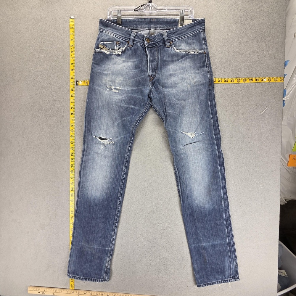 Diesel Jeans Mens 32x34 Blue Darron Regular Slim Tapered Button Fly Thrash 008ST